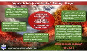 Wypalanie traw jest nielegalne! Alarmuj! Reaguj!