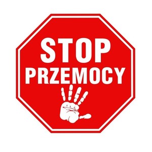 napis stop przemocy i rysunek dłoni